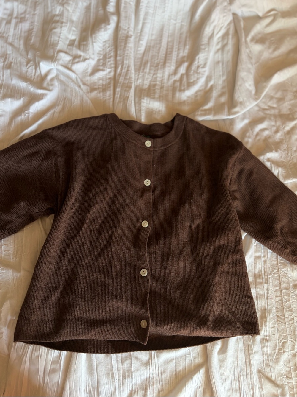 wild fable Brown Ribbed Button-Front Cardigan